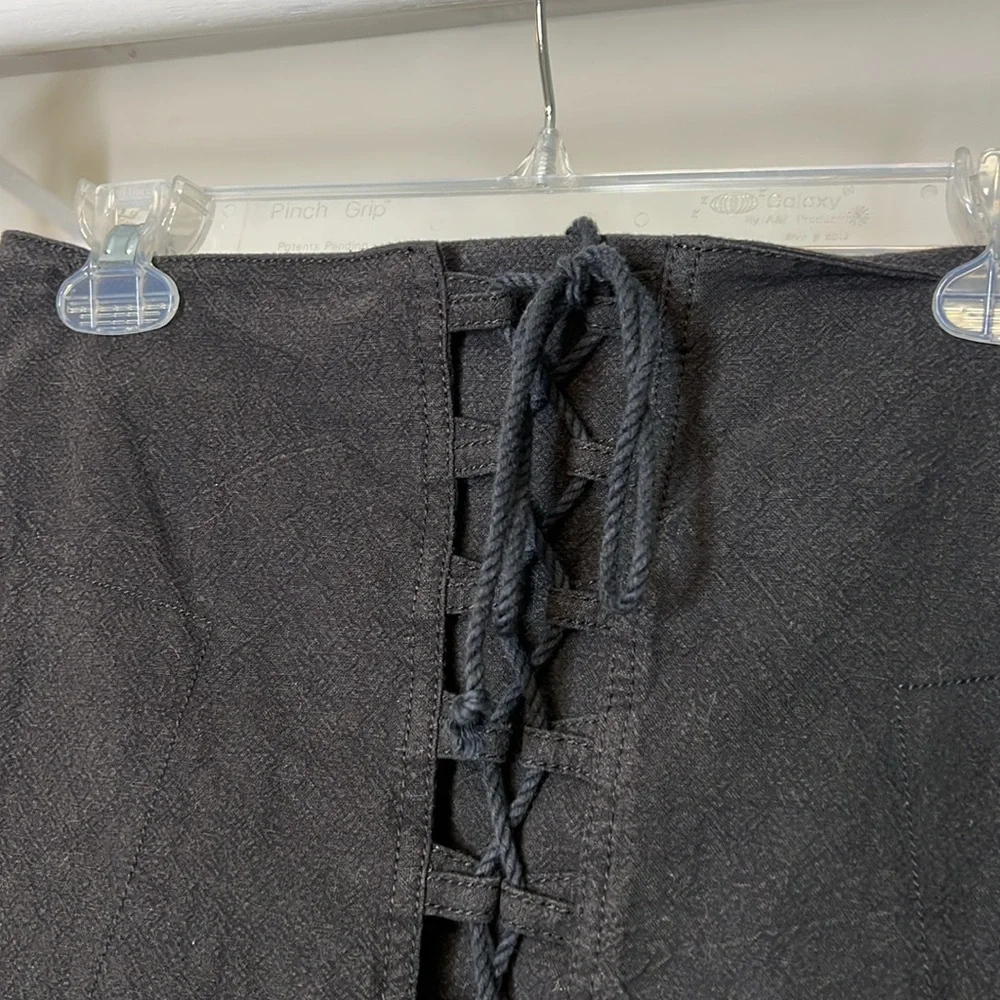 NWT Free People Black Lace Up Cotton Linen‎ Blend Mini Skirt- S